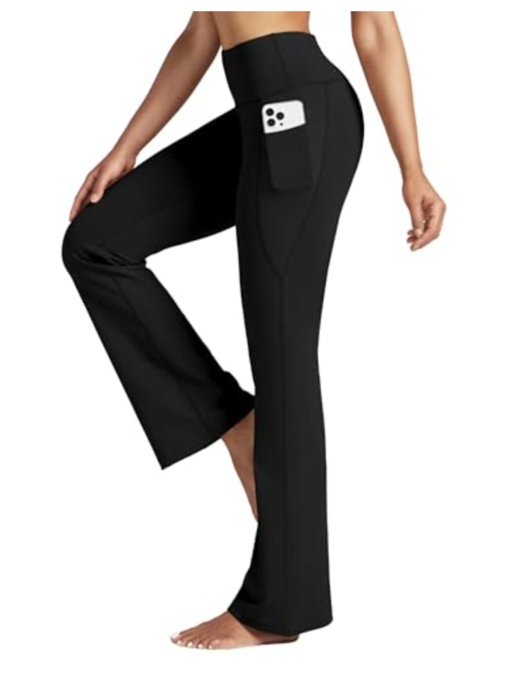 High Waist Flare Yoga Pants with Pockets Tummy Control Workout Leggings